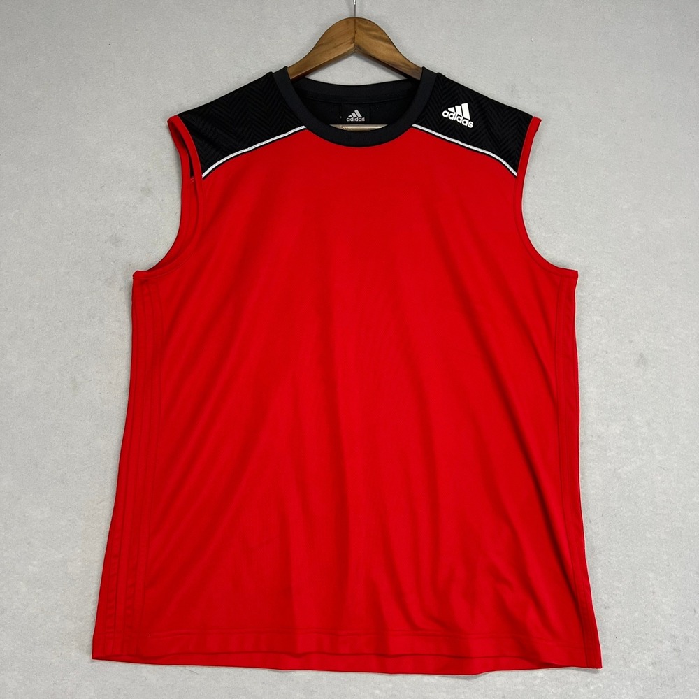 Adidas ClimaLite Tank Top Sleeveless Athletic Workout Red Black XL‎ Vintage 2011